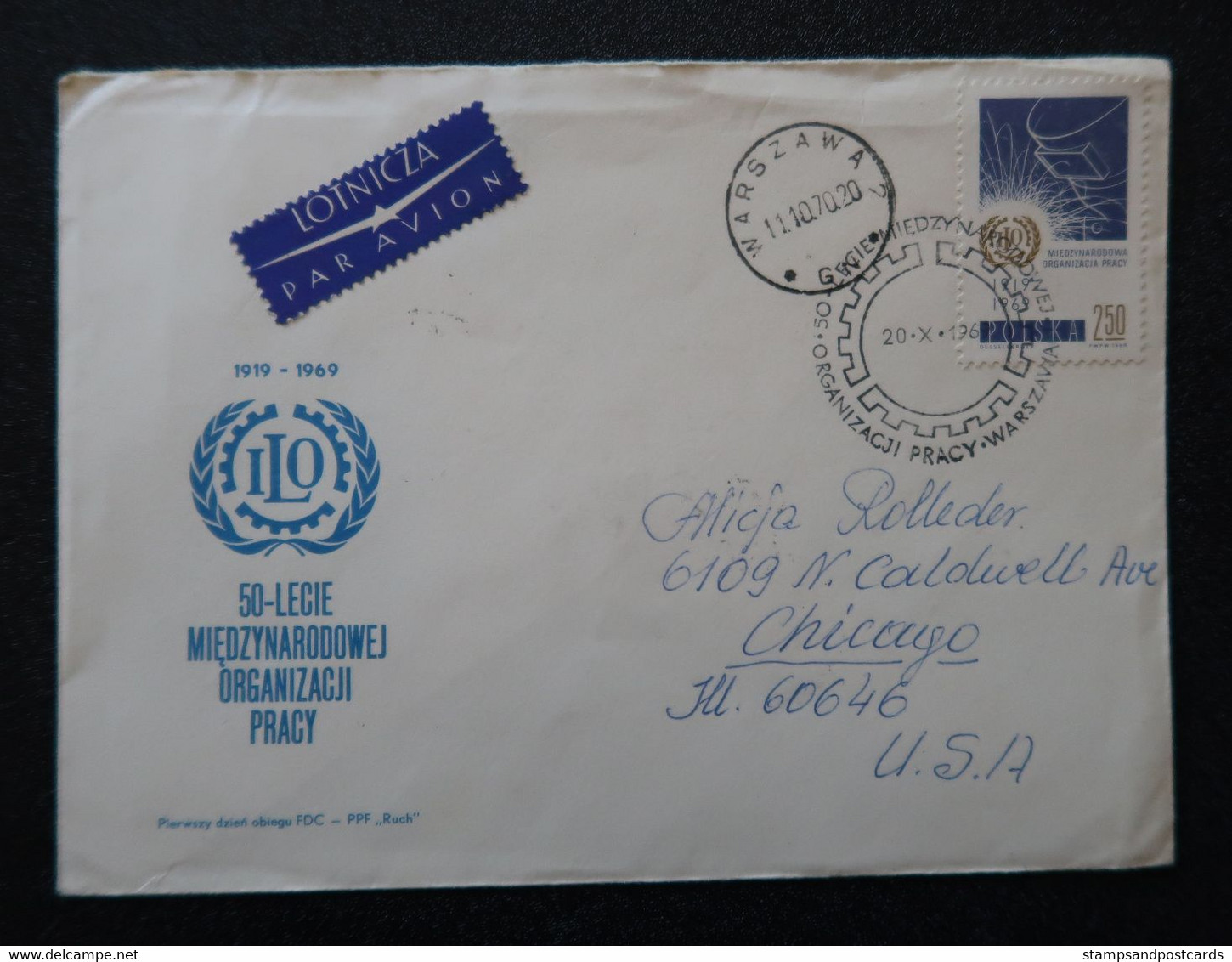 Pologne 1969 OIT Organisation Internationale Du Travail FDC Voyagé Poland ILO International Labor Organization Used FDC - ILO