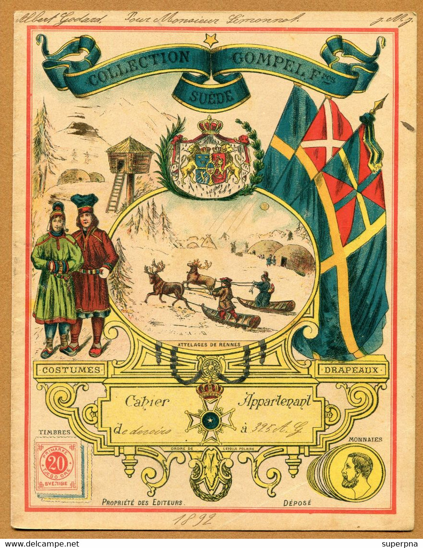 COUVERTURE DE CAHIER : " SUEDE - Collection GOMPEL Frères " 1892 - Book Covers