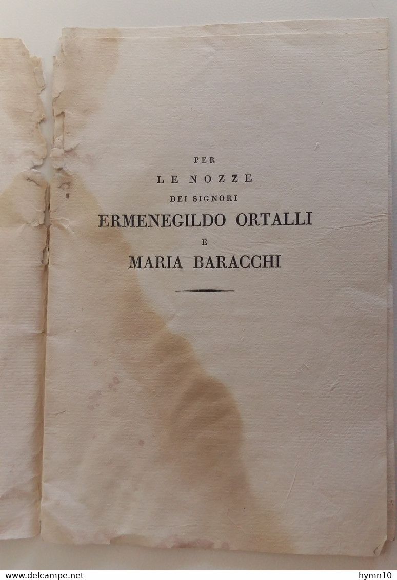 1821 PARMA ODE Per MATRIMONIO ORTALLI-BARACCHI+AUTOGRAFO Gaspare ORTALLI6 Pagine+-MM52 - Wedding