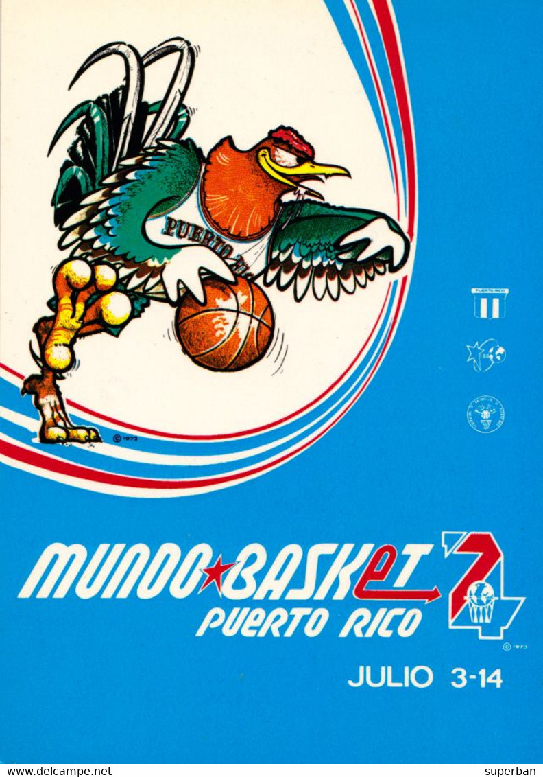 MUNDO BASKET '74 - PUERTO RICO - CARTE POSTALE PUBLICITAIRE / ADVERTISING POSTCARD - 1973 - RRR ! (ak007) - Baloncesto