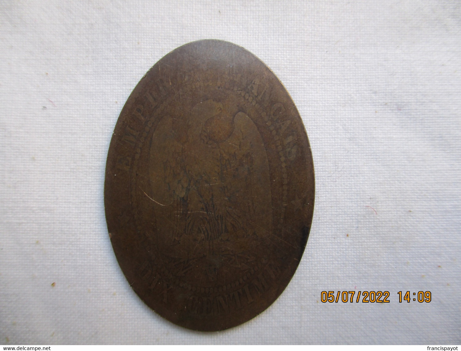 France: 10 Centimes 1854 Elongated - Monete Allungate (penny Souvenirs)