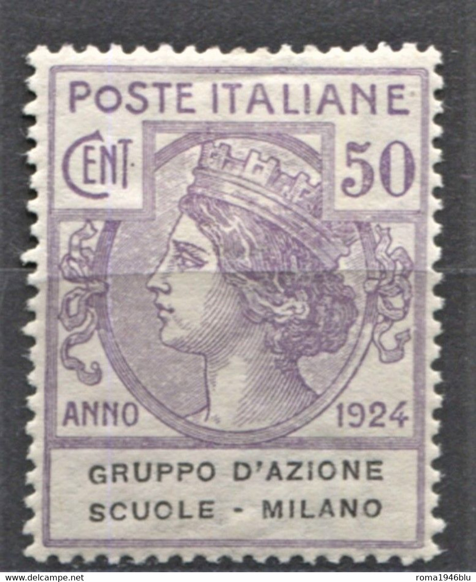 REGNO 1924 ENTI PARASTATALI GRUPPO D'AZIONE SCUOLE MILANO CENTRATO N. 41 * GOMMA ORIGINALE - Franchise