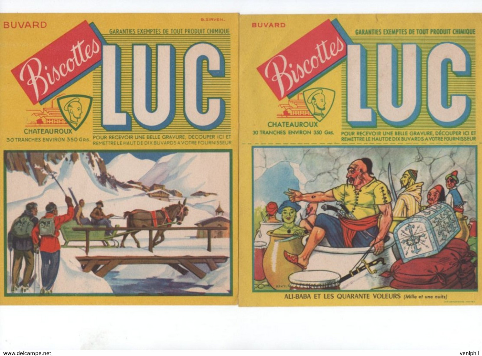 LOT DE 4 BUVARDS BISCOTTES LUC  "CHATEAUROUX" - Bizcochos