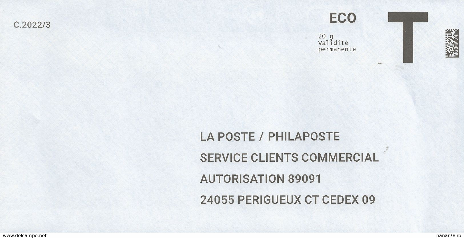 Lettre T, Eco 20g, La Poste/Philaposte - Karten/Antwortumschläge T