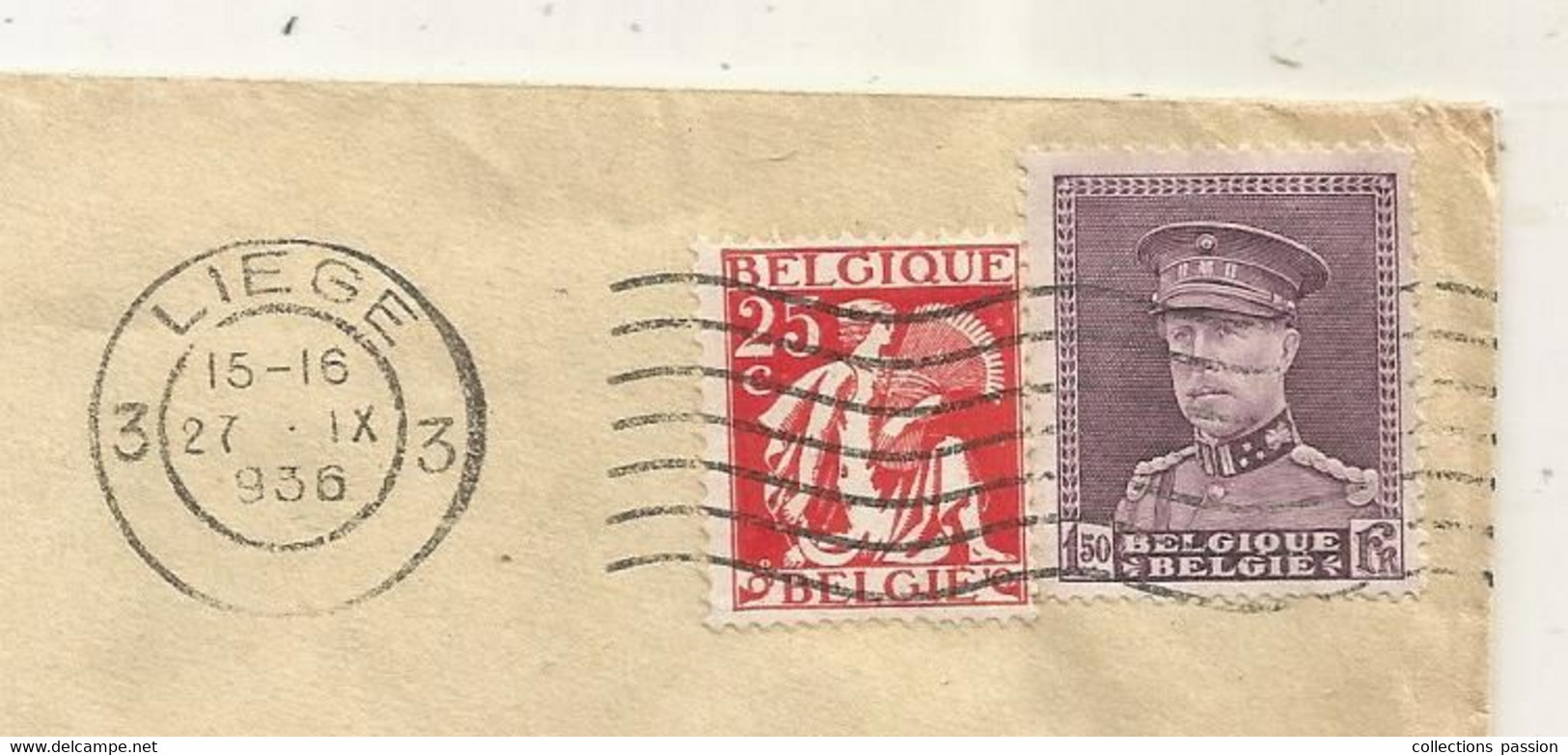 Lettre, BELGIQUE ,LIEGE 3 , 1936 - Otros & Sin Clasificación