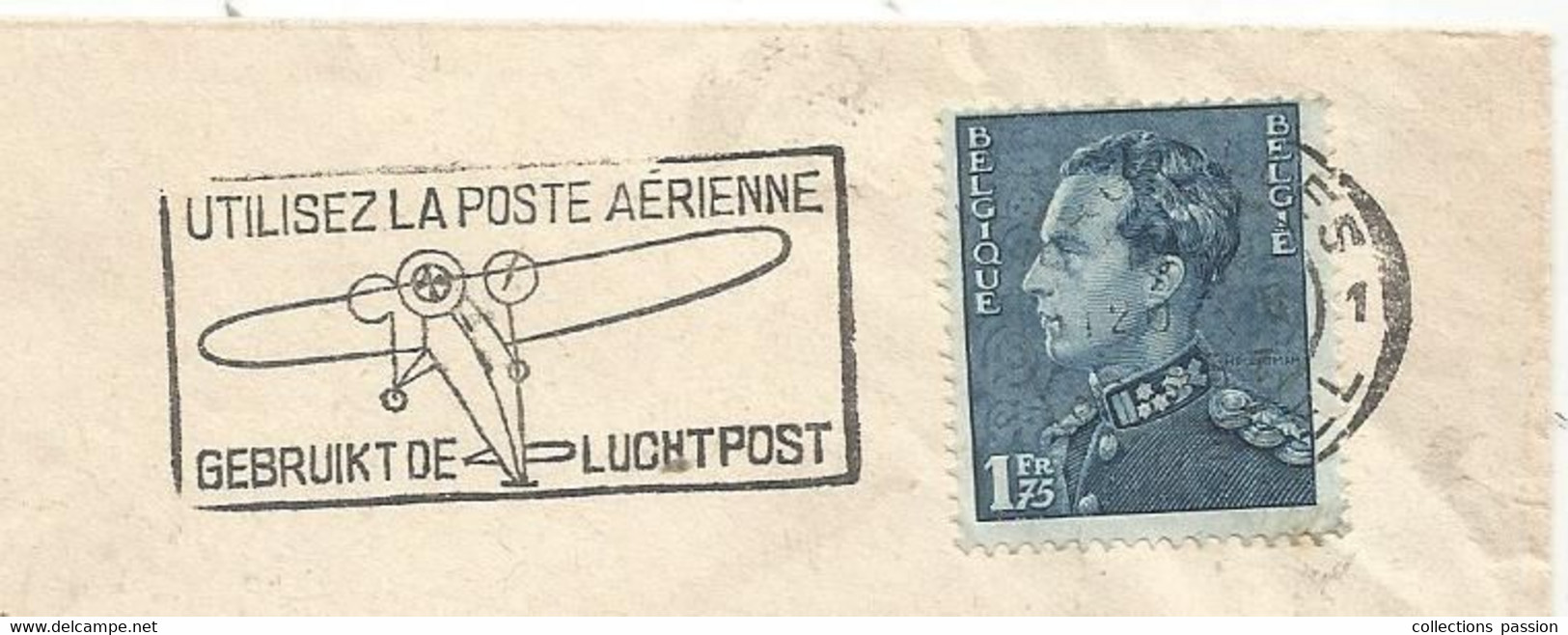 Lettre, BELGIQUE , FLAMME : Utilisez La Poste Aerienne , Gebruikt De Luchtpost , 1937, 3 Scans, Orléans LOIRET - Targhette
