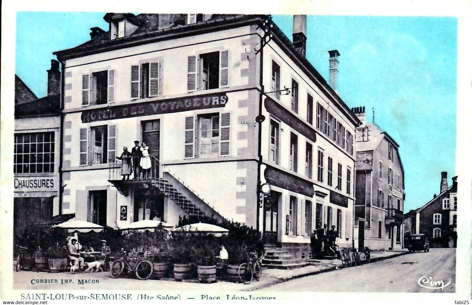 SAINT LOUP SUR SEMOUSE PLACE LEON JACQUEZ HOTEL DES VOYAGEURS COLORISEE - Saint-Loup-sur-Semouse