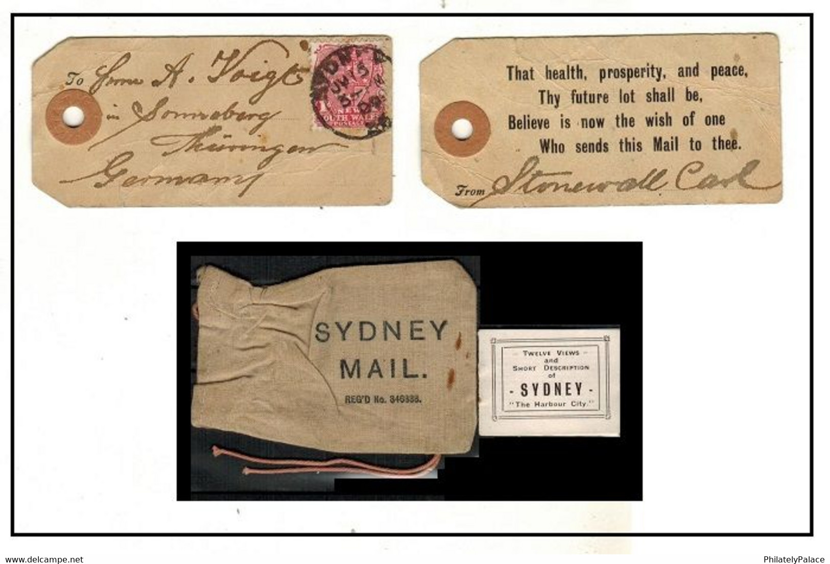NEW SOUTH WALES - 1900 Use Of 'Baggage' Label To Germany With Bag (**)  VERY VERY RARE - Covers & Documents