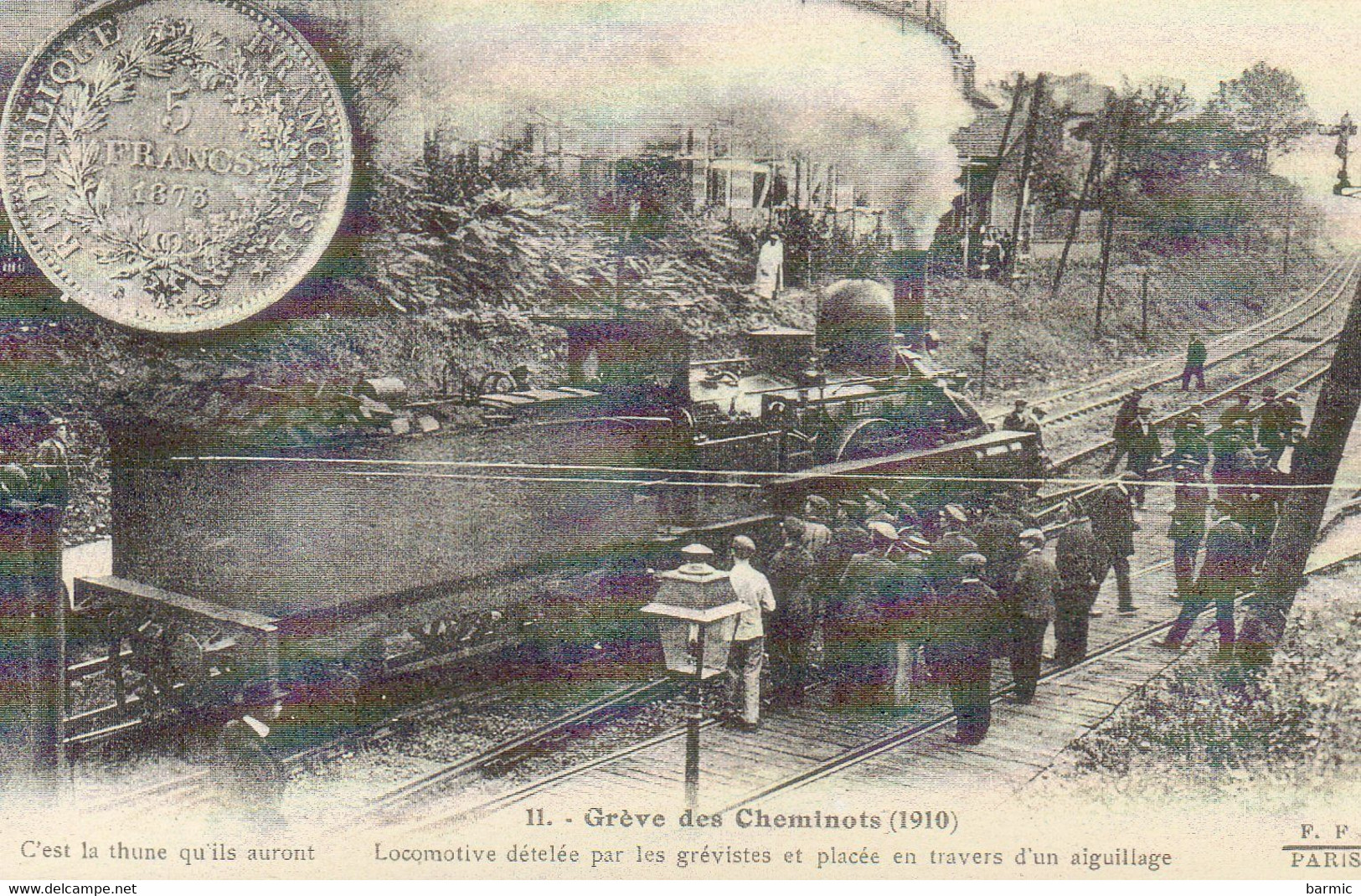 REPRO GREVE DES CHEMINOTS 1910, DESCRIPTION AU VERSO   REF 2947 - Sindicatos