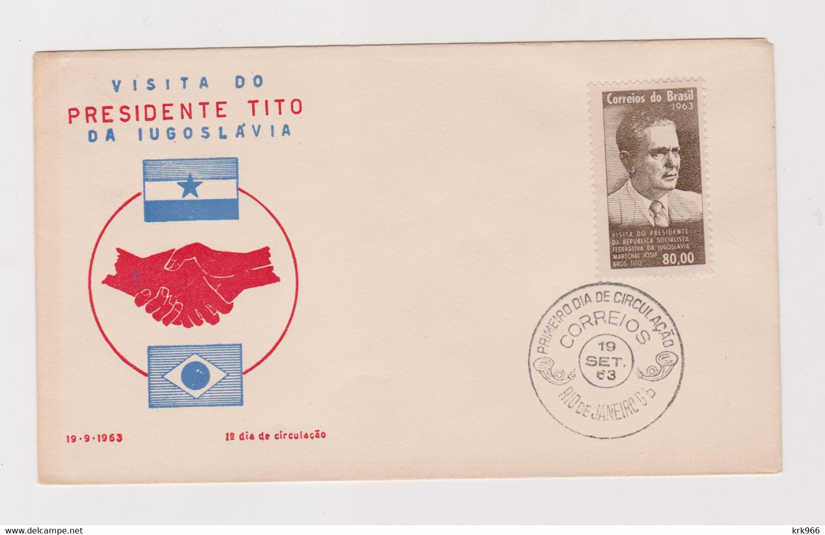 BRAZIL 1963 TITO Yugoslavia FDC Cover - Cartas & Documentos