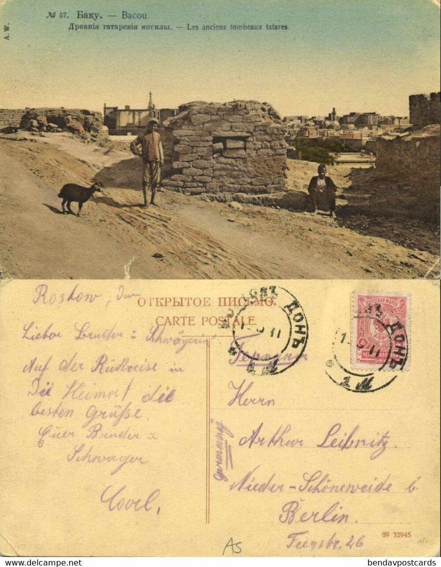 Azerbaijan Russia, BAKU BACOU, Ancient Tatars Tombs, Excavation (1911) Postcard - Azerbaïjan