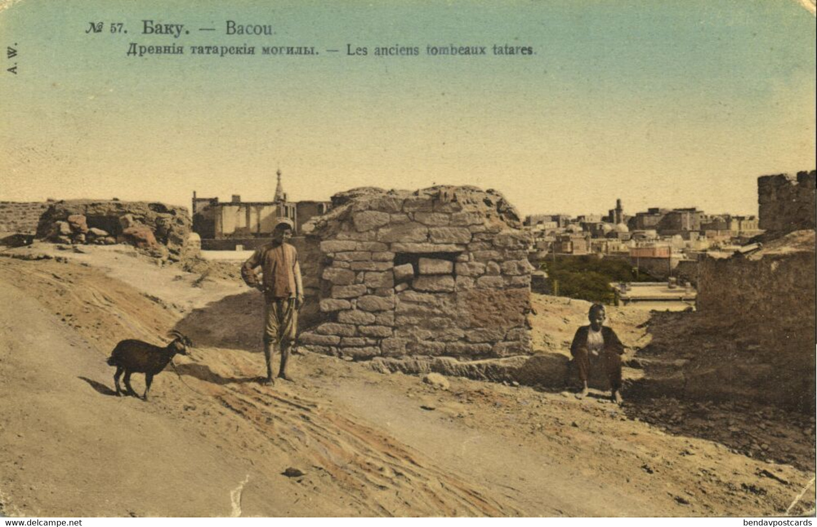 Azerbaijan Russia, BAKU BACOU, Ancient Tatars Tombs, Excavation (1911) Postcard - Azerbaïjan