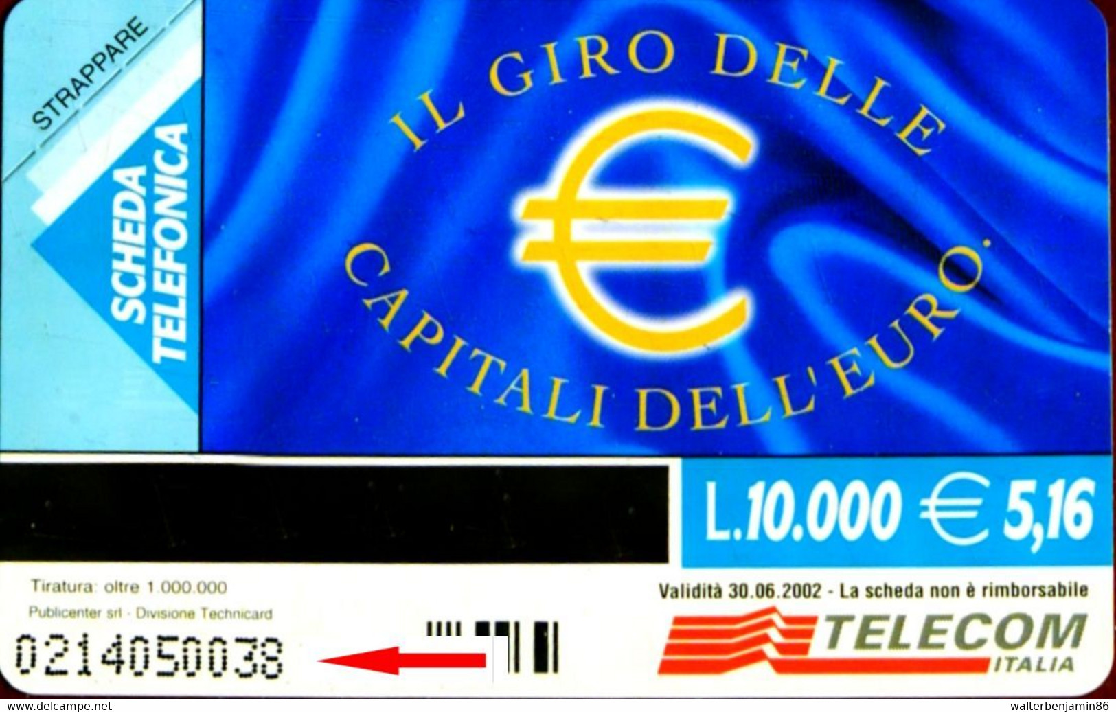 G 1148 C&C 3215 SCHEDA CAPITALI DELL'EURO BERLINO VARIANTE OCR SPOSTATO SX 20 MM - Errori & Varietà