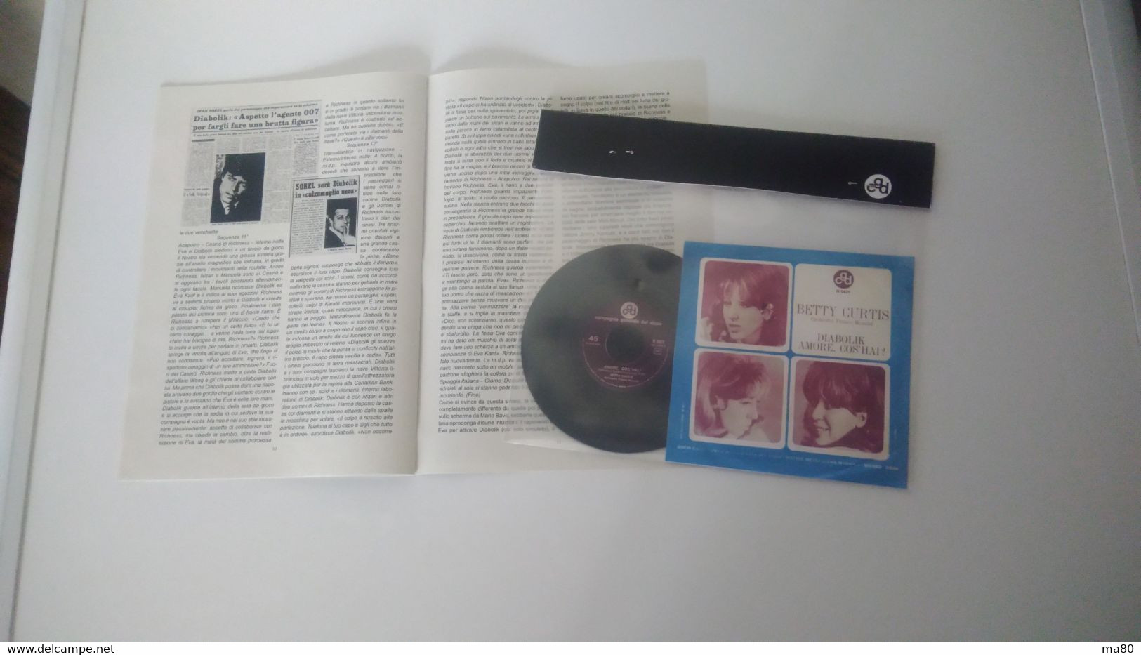 DIABOLIK GADGET PORTACHIAVI CATALOGO RIPROD DISCO BETTY CURTIS NO VERO 45 GIRI - Diabolik