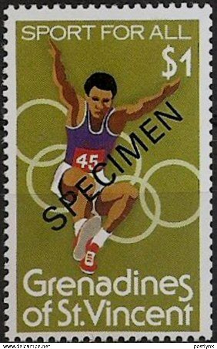 ST.VINCENT GRENADINES 1980 Jumping Sports Olympics $1 SPECIMEN - Springconcours