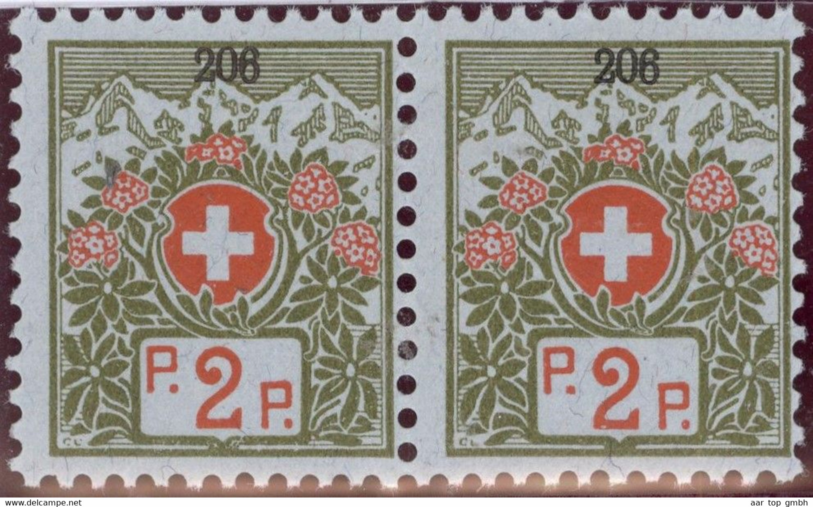 Schweiz Portofreiheit Zu#2A Paar Postfrisch 2 Rp. Kl#206 Colonie Vacance Delemont (625Stk 2Rp.) - Franchigia