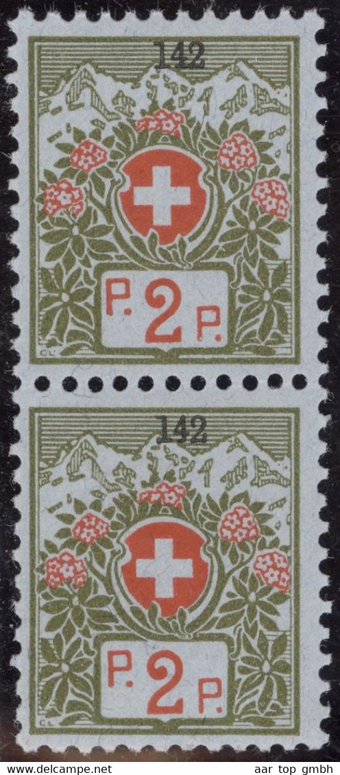 Schweiz Portofreiheit Zu#2A Paar Postfrisch 2 Rp. Kl#142 Rotes Kreuz (167500Stk) - Franchigia