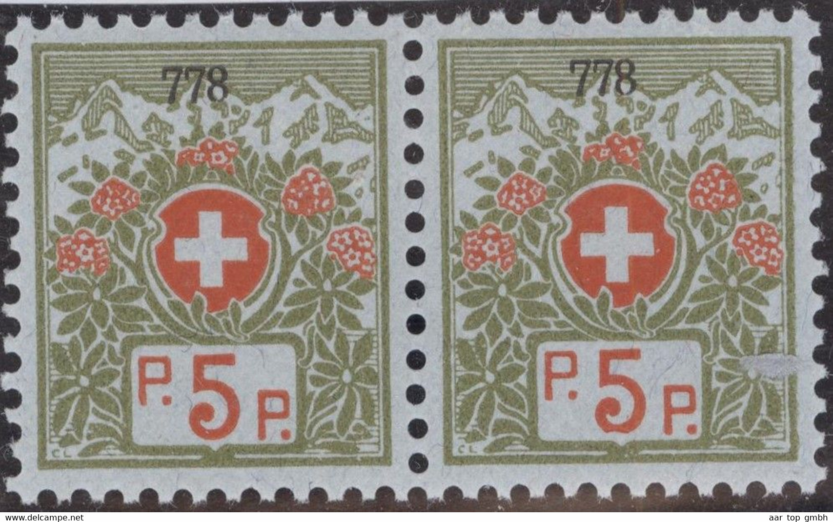 Schweiz Portofreiheit Zu#4A Paar Postfrisch 5 Rp. Kl#778 Seraphisches Liebeswerk Solothurn (1500Stk) - Franchigia