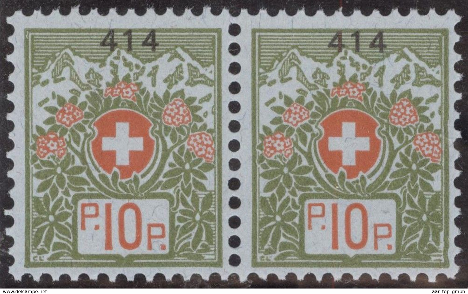 Schweiz Portofreiheit Zu#9 Paar Postfrisch 10 Rp. GR#414 Maison De Sante Cantonal Bellelay (2000Stk 10Rp) - Franchigia