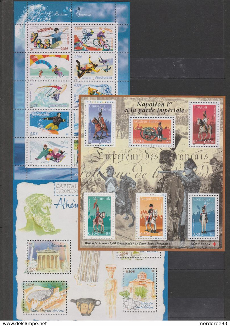 FRANCE 2004 ANNEE COMPLETE 99 TIMBRES YT 3632 A 3729 NEUF - 4 SCANS - 2000-2009