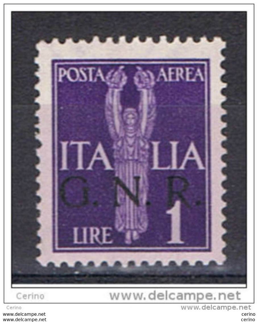 R.S.I.:  1944  G.N.R.  ALLEGORIA  P.A. -  £. 1  VIOLETTO  N. -  SASS. 121 - Poste Aérienne
