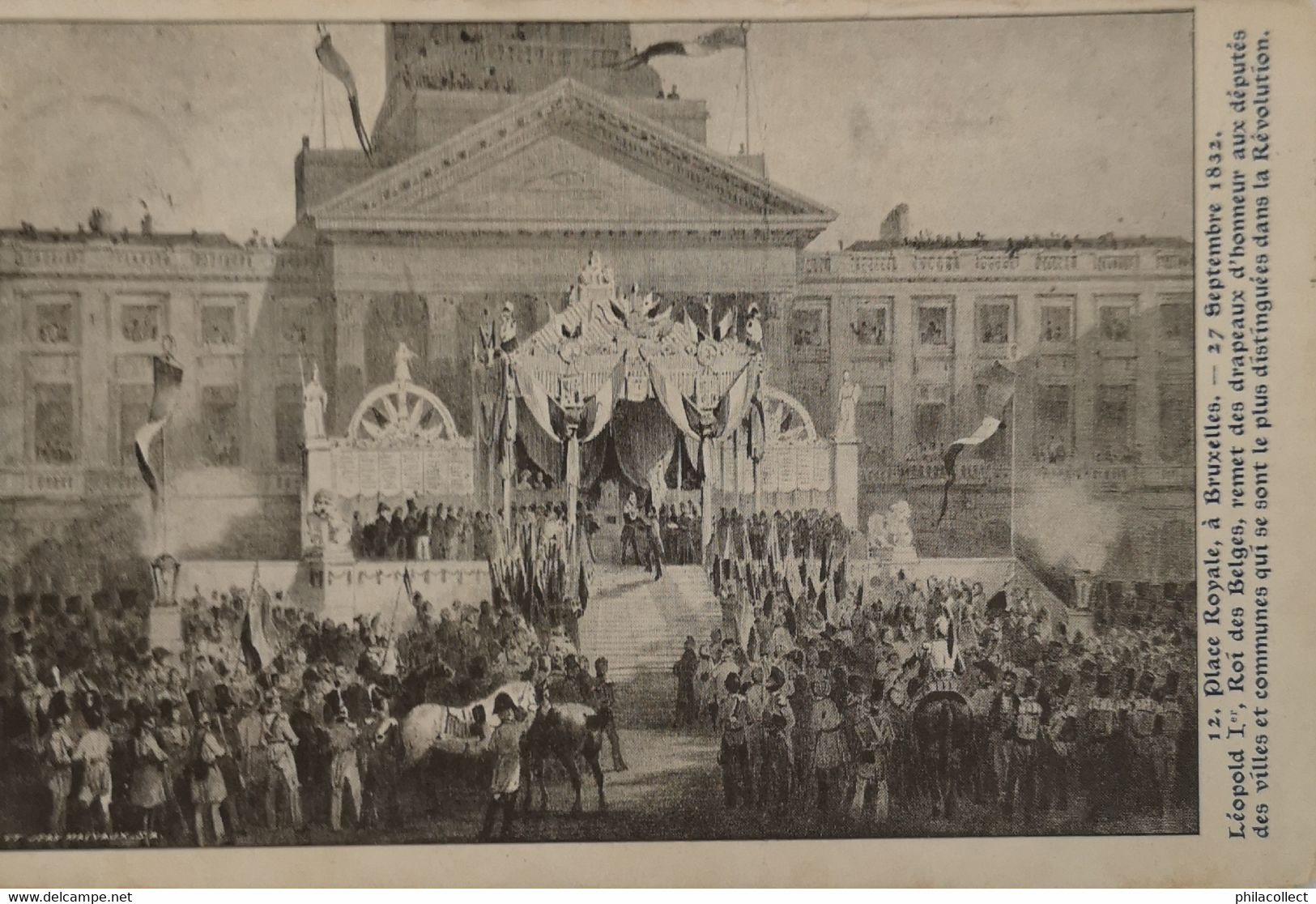 Bruxelles // Place Royale 27 Sept. 1832 - Leopold I Roi Des Belge Remet Des Drapeaux D'honneur 1905 - Altri & Non Classificati