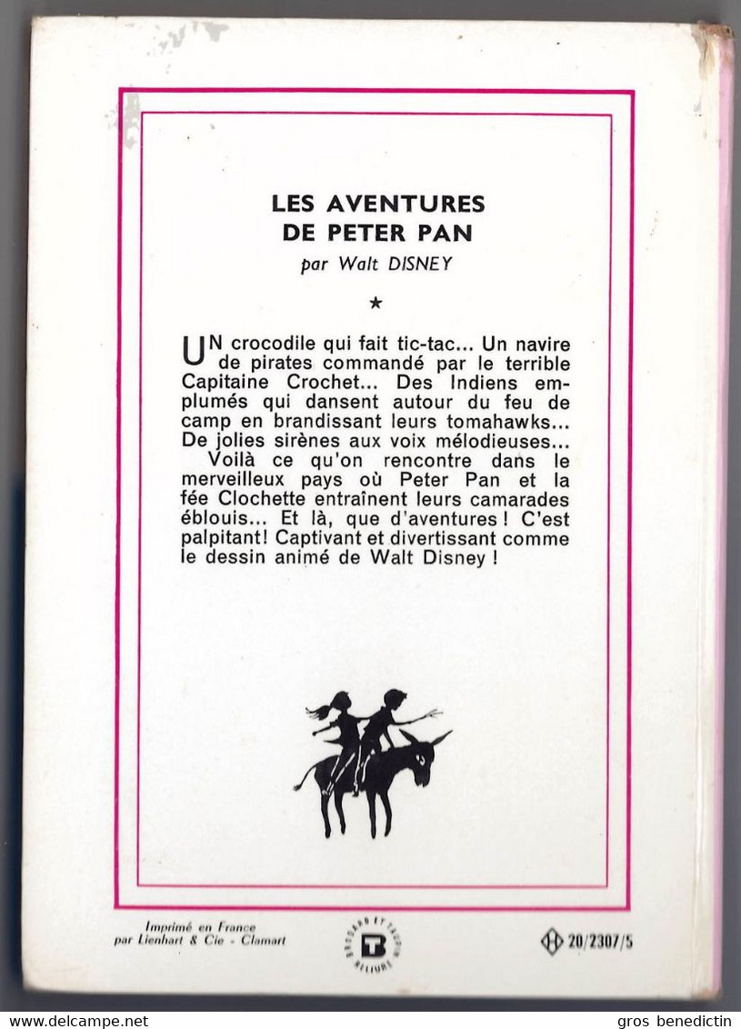Hachette - Nouvelle Bibliothèque Rose - Walt Disney - "Les Aventures De Peter Pan" - 1968 - #Ben&Brose&Disney - Biblioteca Rosa