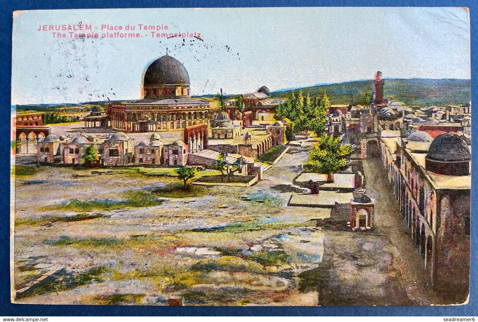 Carte Postale Couleur De 1914 De Jerusalem Levant N°14 Oblitéré Dateur  "Jerusalem/Palestine" TTB - Lettres & Documents