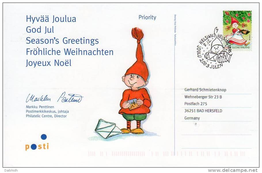 FINLAND 2003 Christmas On FD Card.  Michel 1676-77 - FDC