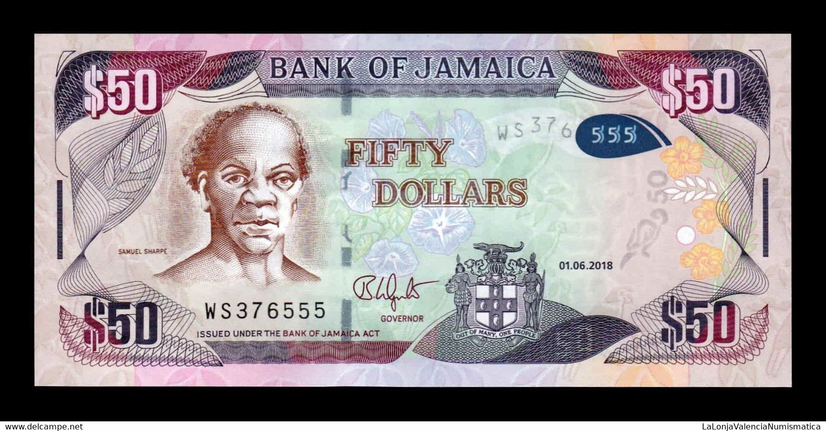 Jamaica 50 Dollars 2018 Pick 94d Híbrido SC UNC - Jamaica