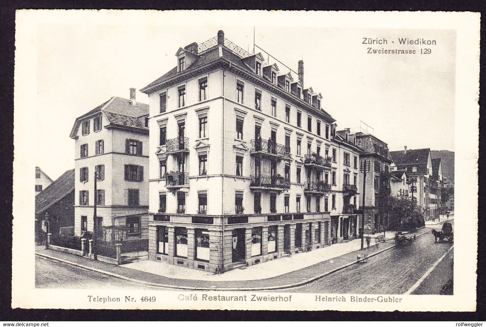 Um 1910 Ungelaufene Reklame AK (Rückseitig Leer.) Minim Fleckig. Café Restaurant Zweierhof In Wiedikon. - Wiedikon