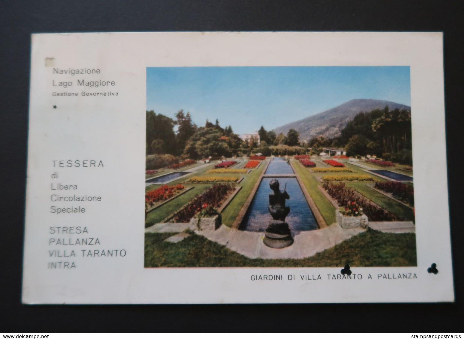 Italie Italia Billet Bateau = Carte Postale Lago Maggiore Tessera Libera Circolazione Ticket = Postcard 1957 Italy - Europa