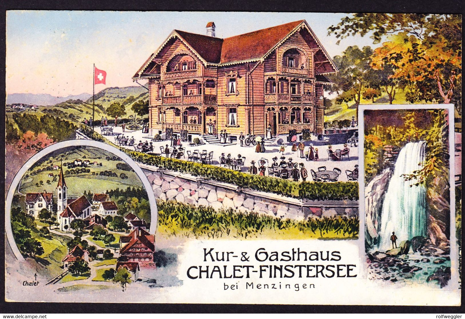 1914 Gelaufene Reklame AK: Kur- & Gasthaus Chalet-Finstersee Bei Menzingen. - Menzingen