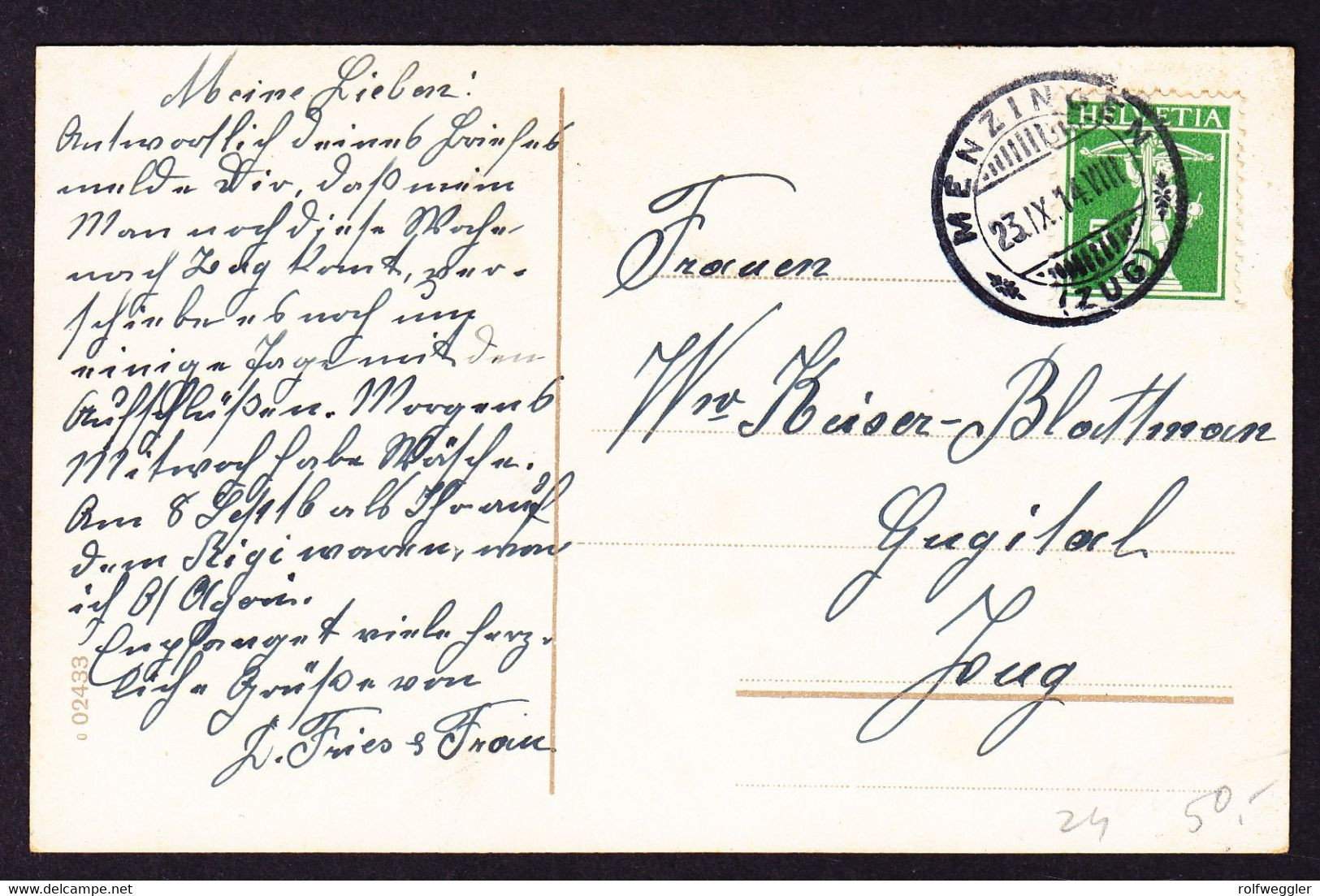1914 Gelaufene Reklame AK: Kur- & Gasthaus Chalet-Finstersee Bei Menzingen. - Menzingen