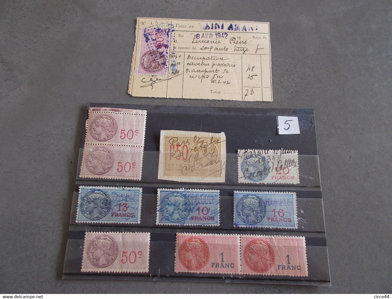 FRANCE.LOT DE DIFFERENTS TIMBRES FISCAUX. - Timbres