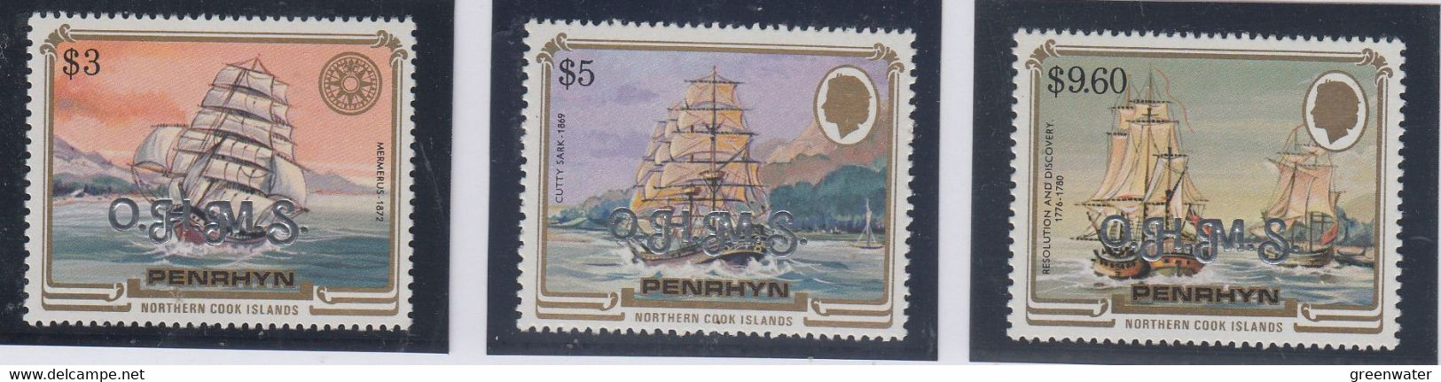 Penrhyn 1985 Service Stamps Sailing Ships 3v ** Mnh (BO180A) - Penrhyn