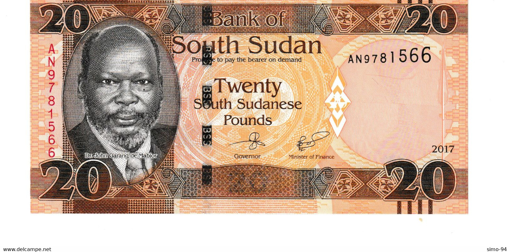 South Sudan P.13  20 Pounds 2017  Unc - Soudan Du Sud