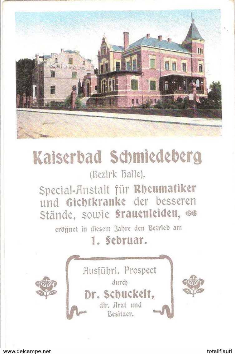 Kaiserbad SCHMIEDEBERG Bez Halle Saale Werbung Rheuma Gicht Besserer Stände Sowie Frauenleiden 4.1.1903 Eigenhändig - Bad Schmiedeberg
