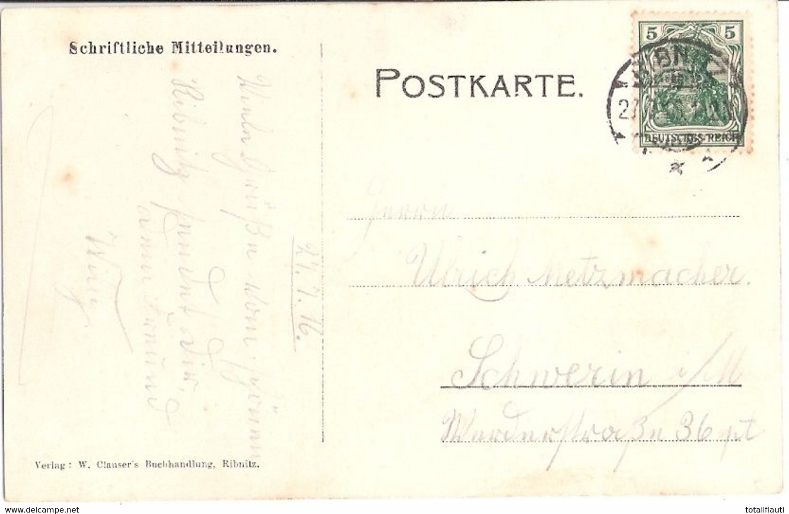 RIBNITZ Mecklenburg Hafenansicht Von Der Seeseite Color 27.7.1916 Gelaufen - Ribnitz-Damgarten