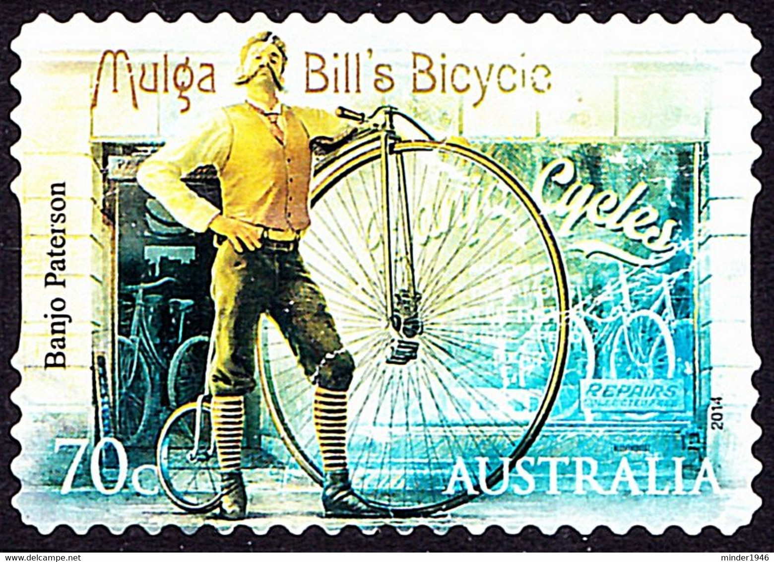 AUSTRALIA 2014 QEII 70c Multicoloured, Bush Ballads-Mulga Bills Bicycle Self Adhesive Stamp SG4179 FU - Used Stamps