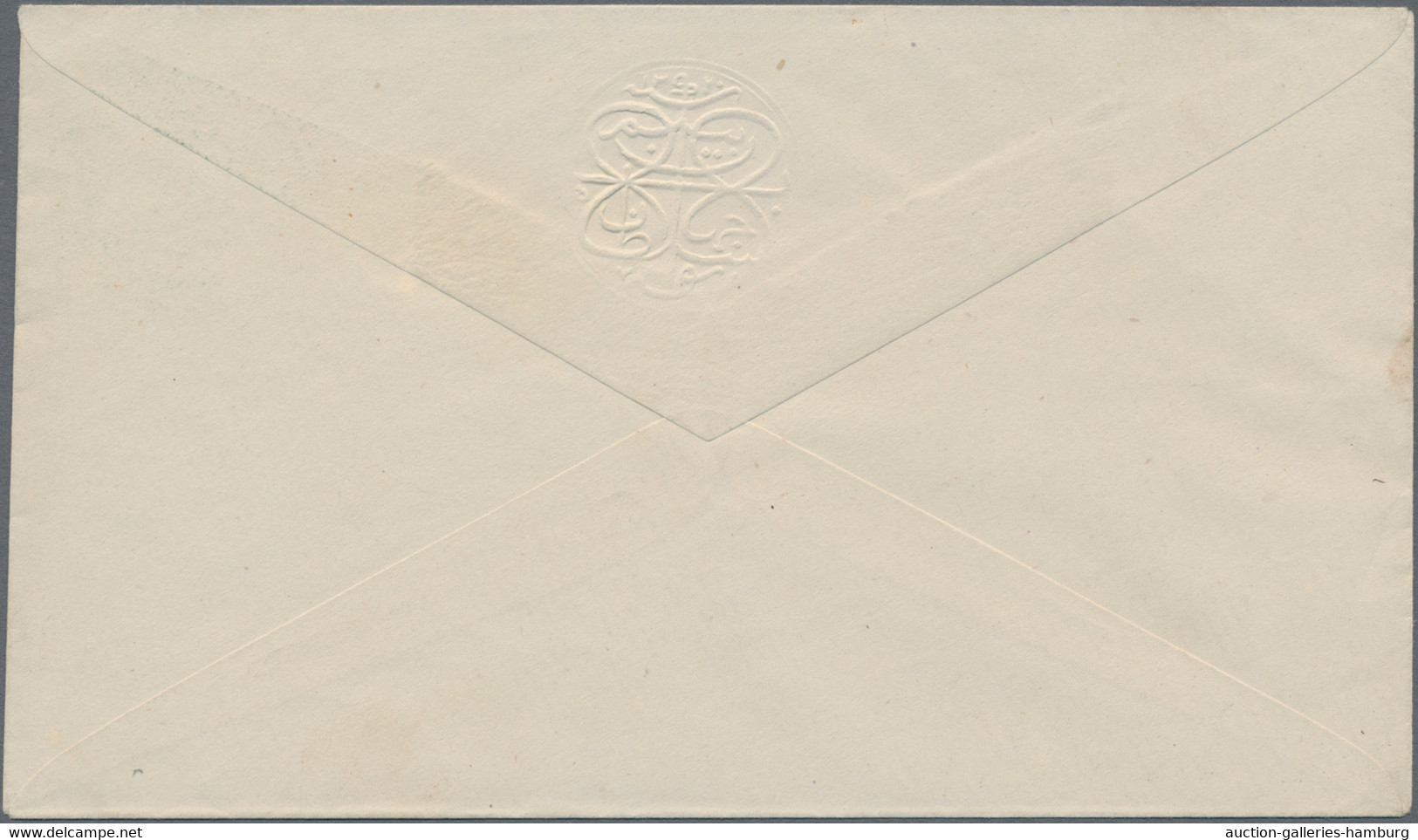 Bhopal: 1890, ½ A Green Postal Stationery Envelope With Embossed Design On Rever - Bhopal