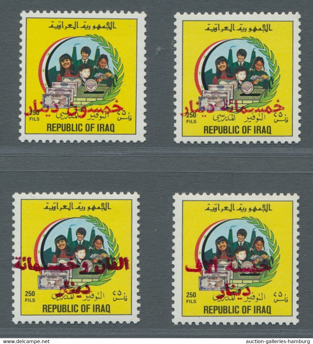 Iraq: 1995, Freimarken Mit Neuem Wertaufdruck 4 Werte Komplett In Tadelloser Pos - Iraq