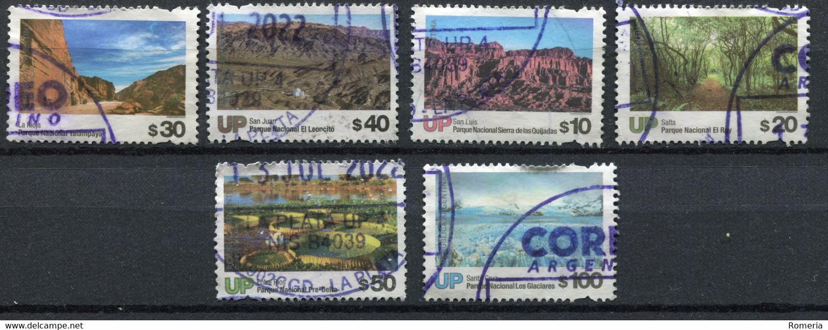 Argentine - 2019 - Yt 3198/3199/3208/3209/3211/3212 - Série Parcs Nationaux - Oblitérés - 2022-A - Used Stamps