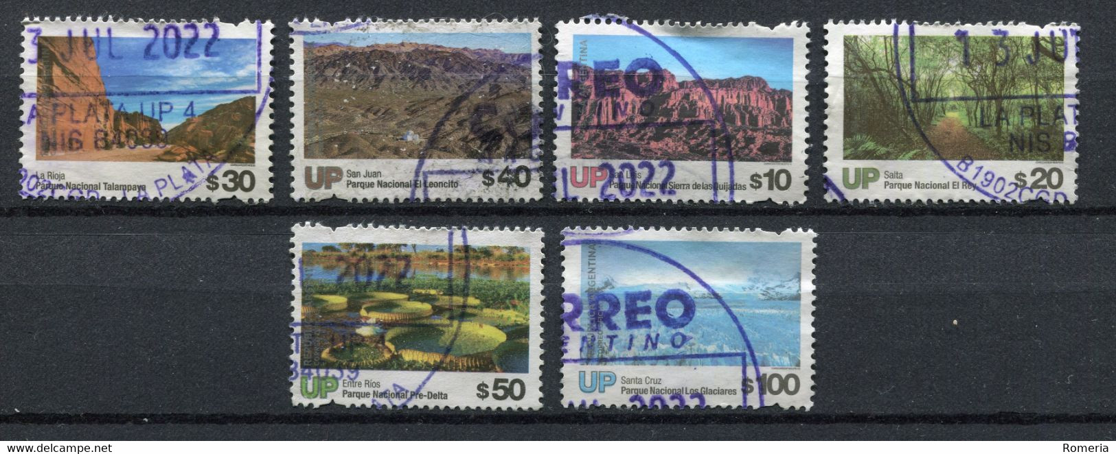 Argentine - 2019 - Yt 3198/3199/3208/3209/3211/3212 - Série Parcs Nationaux - Oblitérés - 2022-B - Used Stamps