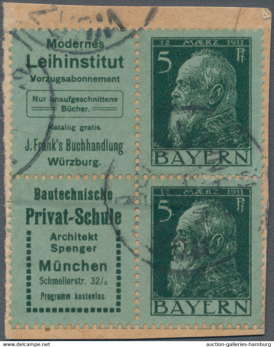Bayern - Zusammendrucke: 1912, Viererblock Mit "Modernes/ Leihinstitut" (R 18 A) - Andere & Zonder Classificatie