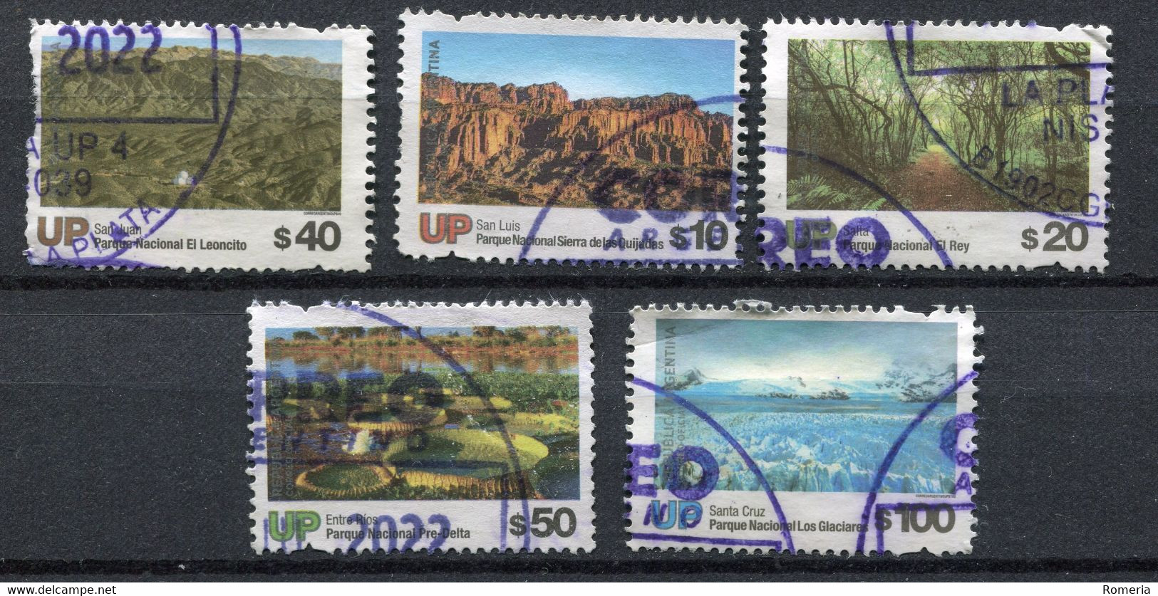 Argentine - 2019 - Yt 3199/3208/3209/3211/3212 - Série Parcs Nationaux - Oblitérés - 2022-D - Gebraucht