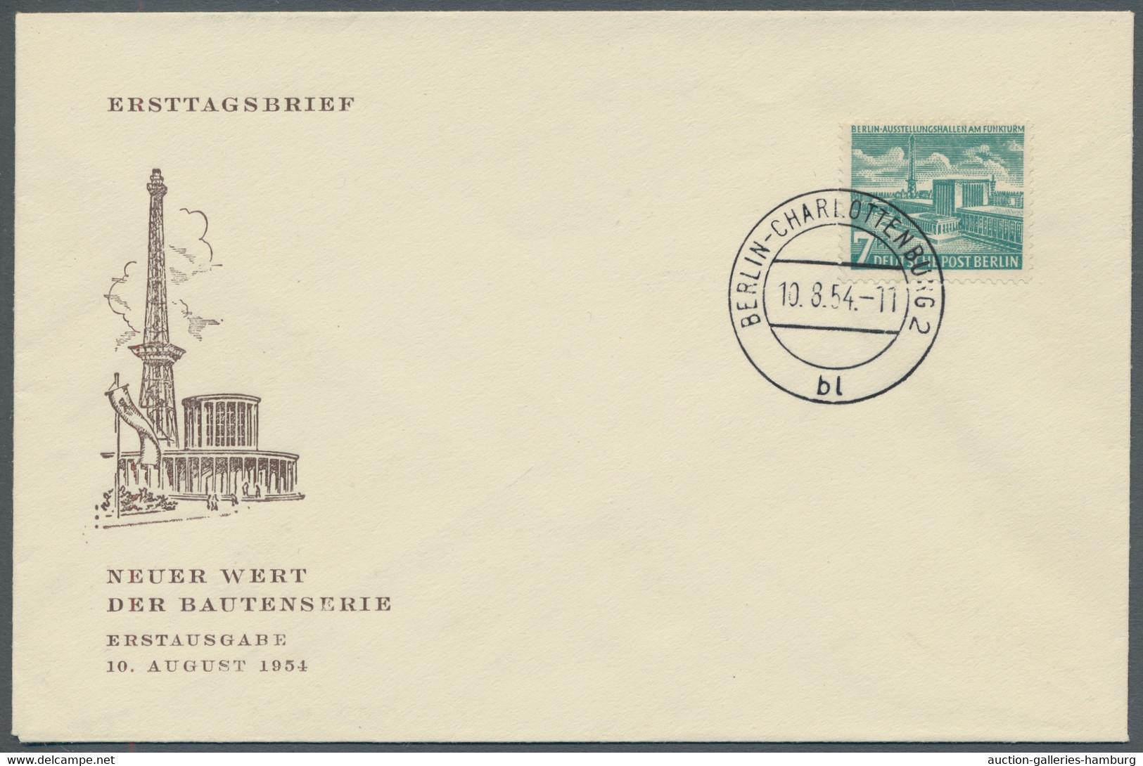 Berlin: 1954, Bauten III, 7 Pfg. Ausstellungshallen Auf Ersttagsbrief Mit Entspr - Andere & Zonder Classificatie