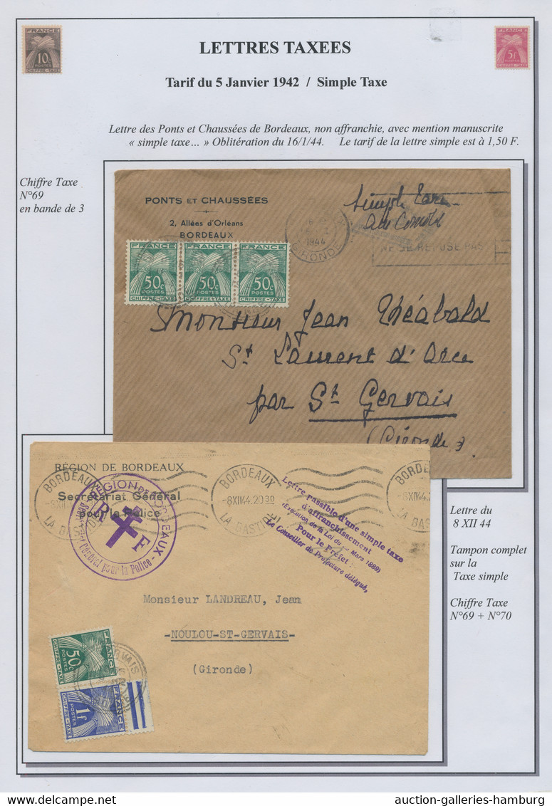 France - Postage Dues: 1943-1958, Exhibition Collection Sorted By Postal Tariffs - 1960-.... Cartas & Documentos