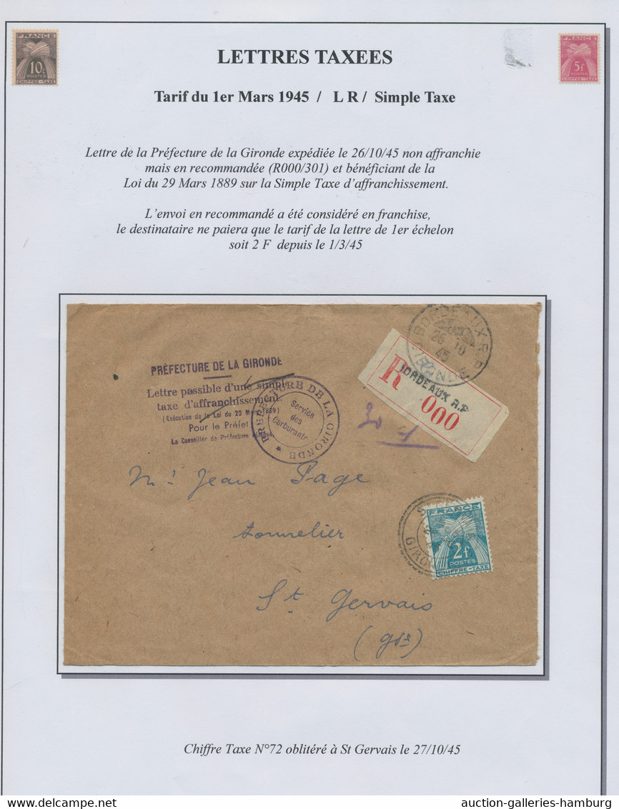 France - Postage Dues: 1943-1958, Exhibition Collection Sorted By Postal Tariffs - 1960-.... Cartas & Documentos