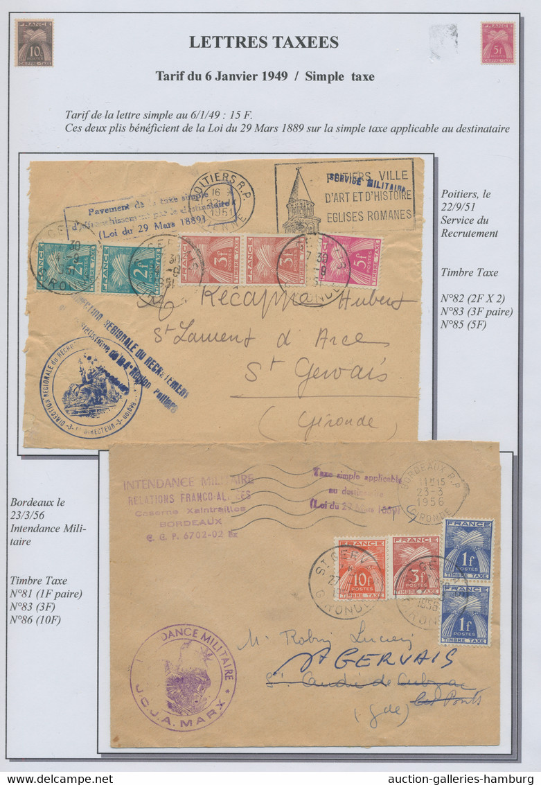 France - Postage Dues: 1943-1958, Exhibition Collection Sorted By Postal Tariffs - 1960-.... Cartas & Documentos